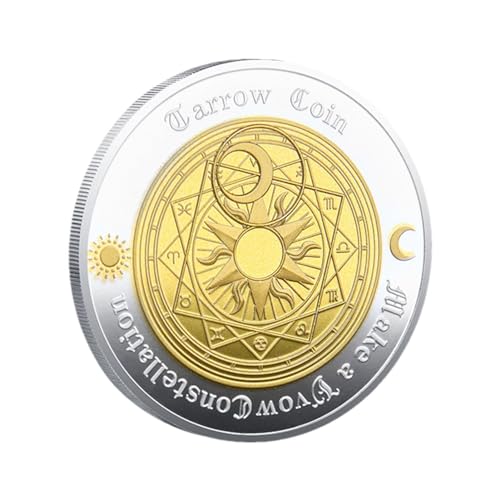 Qfdiwr Wunschmünze,Divination Lucky Collectible Coin - Sun Moon Divination Tarot Challenge Coin, Constellation Collection Souvenir, Art Craft Gift von Qfdiwr