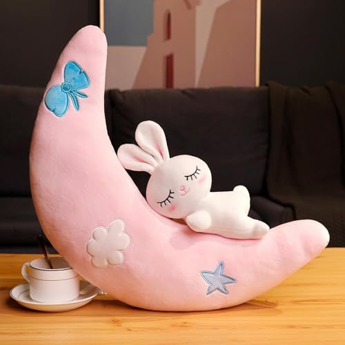 QhBdjx Kreative Mond Kissen Plüsch Spielzeug Niedliche Hase Stoffpuppe Puppe Kinder Puppe Super Soft Kissen Geburtstagsgeschenk 70CM 1 von QhBdjx