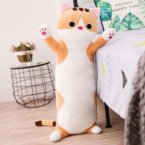 QhBdjx Niedliche Katze Plüsch Kissen Weiche Cartoon Tier Puppe Kinder Geburtstag und Weihnachten Geschenk 110cm 2 von QhBdjx