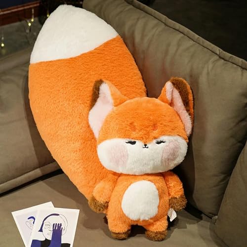 QhBdjx Niedliche weiche große Schwanz Fuchs Plüschtier Kawaii Flauschige Katze Fuchs Puppe Kissen kreatives Geschenk für Mädchen Geburtstag 100CM 2 von QhBdjx