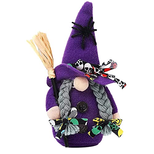 Qhpnunhq Halloween Besenstiel Zylinder Hexe Zwerg GNOME Puppe Haus Dekor Halloween Feier 1 von Qhpnunhq