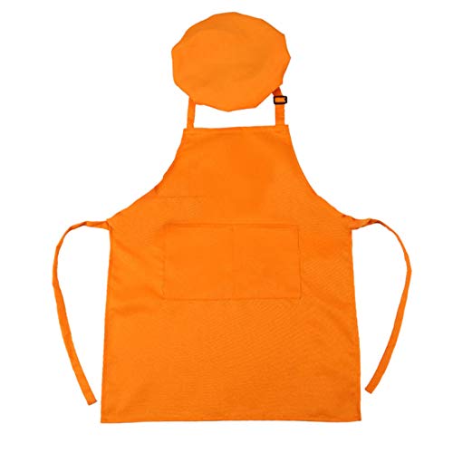 Qhpnunhq Wasserdichtes Kinder Mal SchüRzen Set mit Hut Back SchüRze SchüRze Maschinen Waschbar Orange von Qhpnunhq