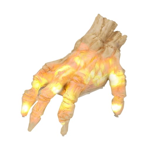 Elektrische Halloween Skelett Hand | Realistischer Prop für die Hand des Skeletts Halloween | Halloween Hand mit Sound und Licht Handdeko Skelett für Spukparty, Hand Schädel von Qhvynpo