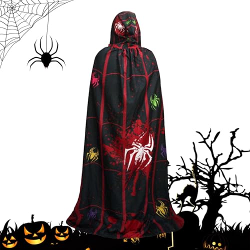 Halloween Costume Cloak, Scary Printing Hooded Cape, Full Length Witch Cape, Cosplay Costumes for Women, Hooded Robe Halloween, Unisex Halloween Capes, Spooky Costume Accessories, Witch Cosplay Attire von Qhvynpo