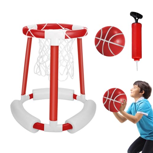 Pool-Basketballkorb, schwimmendes Poolspielzeug, Wasserbasketball-Sportspielzeug, Indoor-Basketballkorb für den Pool, Basketballkorb am Pool, Wasserbasketball-Spielset, Pool-Basketball-Set mit Bällen von Qhvynpo