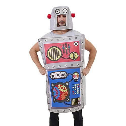 Qhvynpo Adult Robot Cosplay Kostüm, Breathable Halloween Kostüm, Fun Robot Dress-Up Cosplay Set, Comfortable Role Play Outfit - Ideal für Halloween und Themed Kostüm Events von Qhvynpo