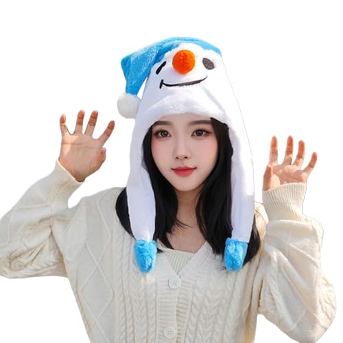 Qhvynpo Adults Christmas Hats, Plush Snowman Hats, Novelty Christmas Hats, Soft Holiday Hats, Adjustable Drawstring Hats, Festive Accessories, Holiday Gathering Hats, Cute Christmas Costumes von Qhvynpo