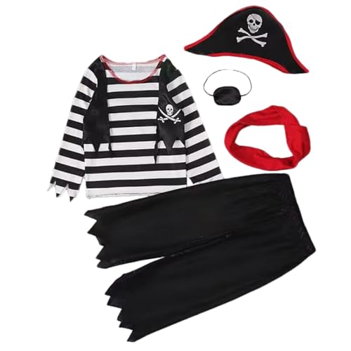 Qhvynpo Boy Pirate Costume | Kids Pirate Cosplay | Pirate Accessories for Kids, Cute Pretend Play Pirate Costume, Kids Role Play Pirate Outfit, Pirate Dress Up Set, Pirate Costume for Boys von Qhvynpo