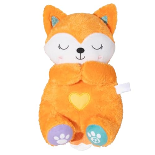 Qhvynpo Breathing Stuffed Animal, Musical Light Up Fox Plushies, Huggable Plushies for Children, Cartoon Animal Doll, Light Up Fox Plush Toy, Plushies for Home Nursery, Kindergarten Stuffed Animals von Qhvynpo