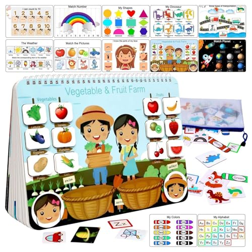 Qhvynpo Busy Book For Kids, Busy Book, 12 Pages Kindergarten Educational Busy Book, Workbook Activity Binder Toys - Preschool Learning Book for Boys and Girls Ages 3-5, Fine Motor Skills Development von Qhvynpo