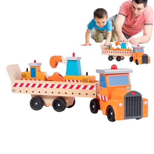 Qhvynpo Kreatives Spielen mit Bauwagen | Tragbares Autospielzeug aus Holz | Pädagogische Bauspielzeuge für Kinder | für und Mädchen | Verbessern Sie die Feinmotorik und Vorstellungskraft von Qhvynpo