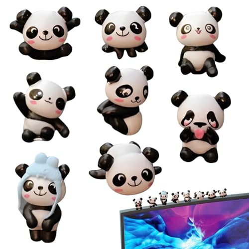 Qhvynpo Panda-Tierdekorationen fürs Auto, kleine Panda-Armaturenbrett-Dekorationen, niedliche Tierfiguren, 8 Stück, Tischaufkleber, Kuchen-Toppers von Qhvynpo