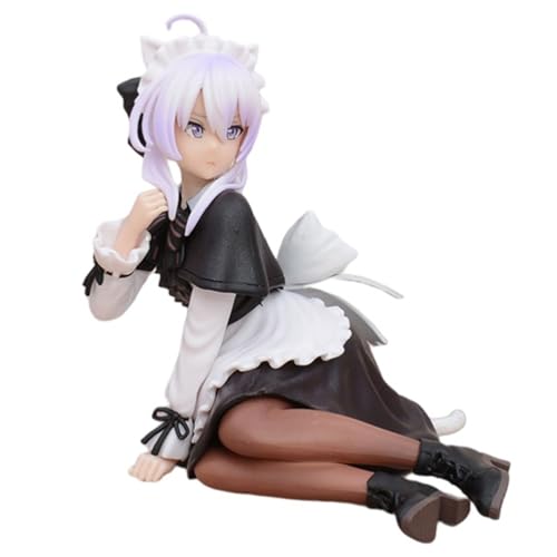 QiKKago Anime-Action-Figuren, Modellstatue, ein Mädchen mit kurzem lila und weißem Haar, verkleidet als Dienstmädchen, sitzend auf dem Boden, PVC-Kollektion, Desktop-Auto-Dekorationen, Geschenke, von QiKKago