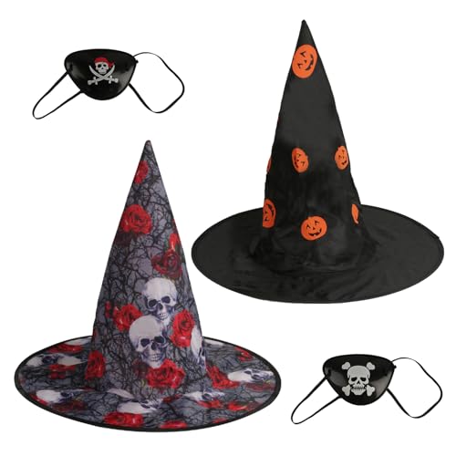 2 StkHalloween Hexenhut Kostüm Zubehör, Halloween Hexen Deko Hexenhut Hexenumhang, Halloween Partyhüte Hexenhüte Kopfschmuck Zaubererhut Damen Herren für Party Hüte Zauberer Huts + 2 Piratenaugenklapp 2 StkHalloween Hexenhut Kostüm Zubehör, Halloween Hexen Deko Hexenhut Hexenumhang, Halloween Partyhüte Hexenhüte Kopfschmuck Zaubererhut Damen Herren für Party Hüte Zauberer Huts + 2 Piratenaugenklapp von QiXinGYL