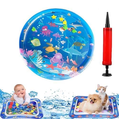 Qiamia Water Sensor Play Mat, Water Mat for Babies, Funny Tummy Time Water Mat, Cat Sensory Water Playmat, Water Play Mat for Cats, Happy Summer Water Play Mat (R-1) von Qiamia