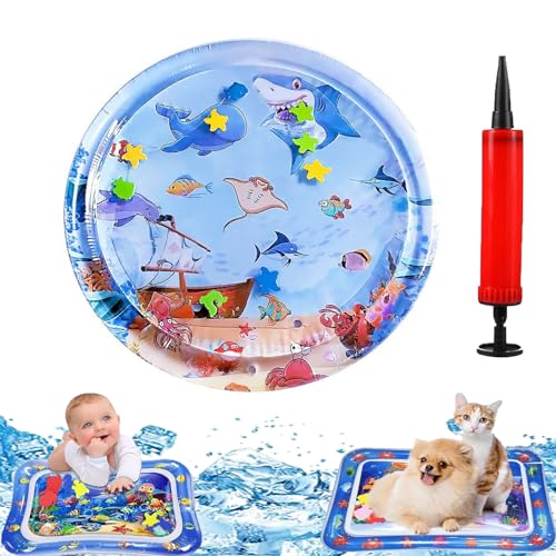 Qiamia Water Sensor Play Mat, Water Mat for Babies, Funny Tummy Time Water Mat, Cat Sensory Water Playmat, Water Play Mat for Cats, Happy Summer Water Play Mat (R-2) von Qiamia