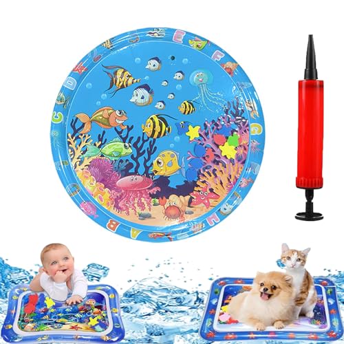 Qiamia Water Sensor Play Mat, Water Mat for Babies, Funny Tummy Time Water Mat, Cat Sensory Water Playmat, Water Play Mat for Cats, Happy Summer Water Play Mat (R-3) von Qiamia