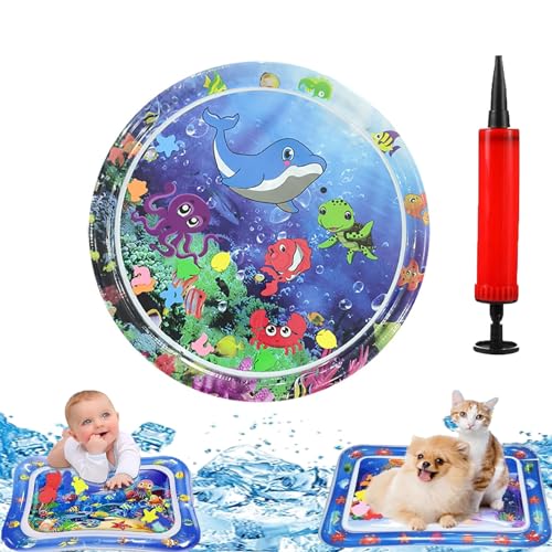 Qiamia Water Sensor Play Mat, Water Mat for Babies, Funny Tummy Time Water Mat, Cat Sensory Water Playmat, Water Play Mat for Cats, Happy Summer Water Play Mat (R-5) von Qiamia