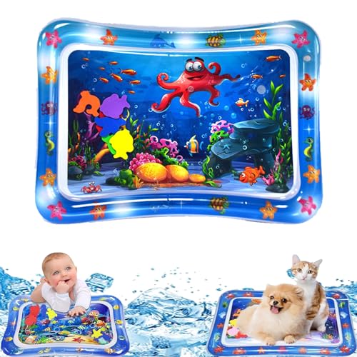 Qiamia Water Sensor Play Mat, Water Mat for Babies, Funny Tummy Time Water Mat, Cat Sensory Water Playmat, Water Play Mat for Cats, Happy Summer Water Play Mat (S-1) von Qiamia