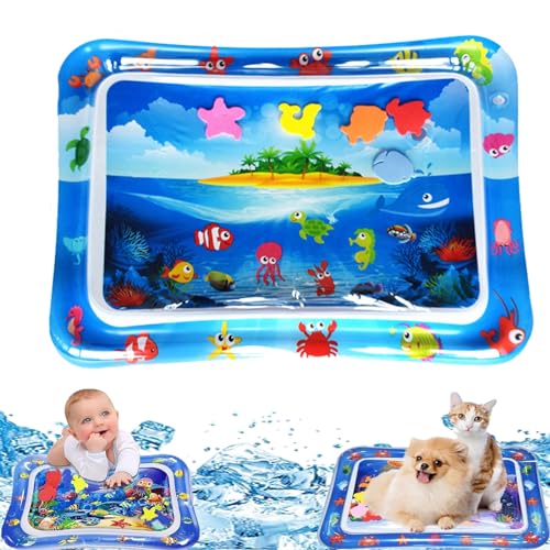 Qiamia Water Sensor Play Mat, Water Mat for Babies, Funny Tummy Time Water Mat, Cat Sensory Water Playmat, Water Play Mat for Cats, Happy Summer Water Play Mat (S-2) von Qiamia