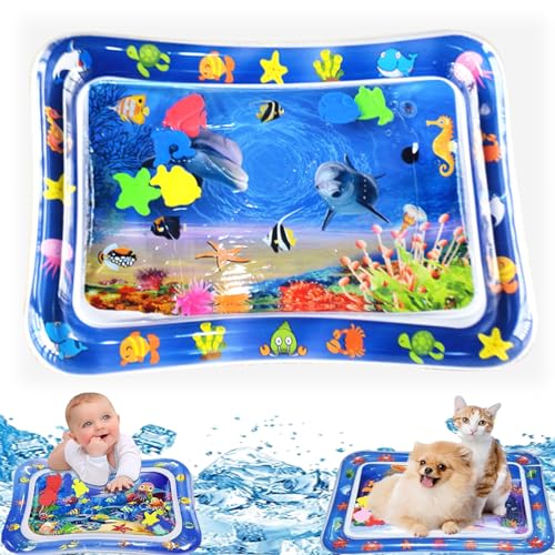 Qiamia Water Sensor Play Mat, Water Mat for Babies, Funny Tummy Time Water Mat, Cat Sensory Water Playmat, Water Play Mat for Cats, Happy Summer Water Play Mat (S-3) von Qiamia