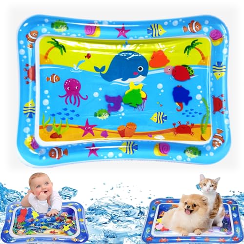 Qiamia Water Sensor Play Mat, Water Mat for Babies, Funny Tummy Time Water Mat, Cat Sensory Water Playmat, Water Play Mat for Cats, Happy Summer Water Play Mat (S-5) von Qiamia