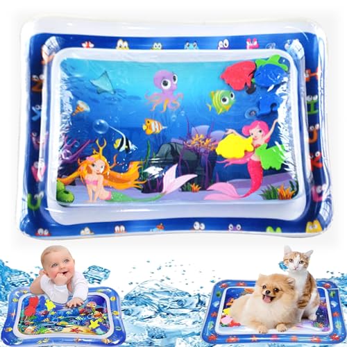 Qiamia Water Sensor Play Mat, Water Mat for Babies, Funny Tummy Time Water Mat, Cat Sensory Water Playmat, Water Play Mat for Cats, Happy Summer Water Play Mat (S-8) von Qiamia