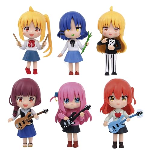 Anime 6PCS Bocchi The Rock Figuren Goto Hitori Action Figure Collectible Modell Statue 10cm Cake Topper Dekoration Desktop Ornament von Qiancc