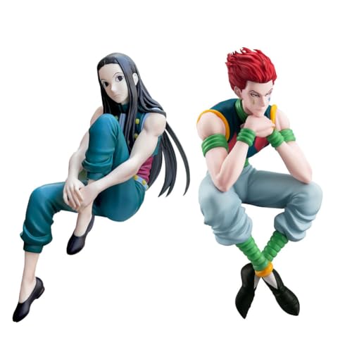 Qiancc 2 Stücke Illumi Zaoldyck/Hisoka Figuren, Anime Noodle Stopper Figure, Sitzposition Modell Statue Kuchendekoration, Desktop Ornamnet,Sammlergeschenke für Fans von Qiancc