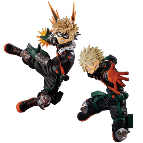 Qiancc 2PCS Bakugou Katsuki Figur, MHA Anime Statue Modell, Schwarzer Kampfanzug Version, Geburtstagsgeschenke für Anime Fans von Qiancc