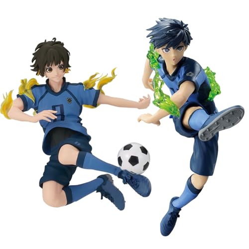 Qiancc 2PCS Blue Lock Figur Anime Isagi Yoichi Figure Statue Seishiro Nagi Actionfigur Modell Heimekoration Sammlergeschenke für Fans von Qiancc