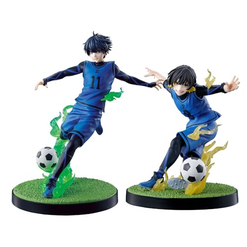 Qiancc 2PCS Blue Lock Figuren Bachira Meguru und Isagi Yoichi Figur Skulptur Anime Stehend Actionfigur 14cm PVC Statue Modell Sammlerstück Geburtstagsgeschenke für Fans von Qiancc