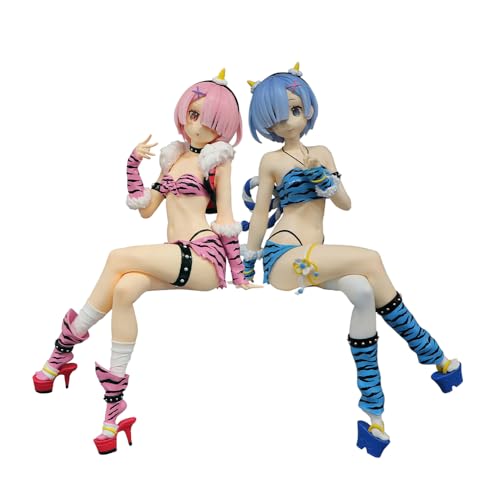 Qiancc 2PCS Rem und Ram Figur Statue Anime Noodle Stopper Figure Remu Sitzende Haltung Modell Figuren Weihnachten Geburtstag Geschenke für Fans von Qiancc