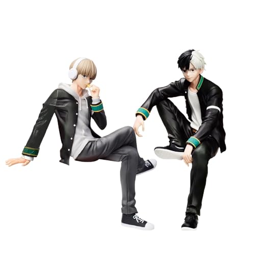 Qiancc 2PCS Wind Breaker Figur Haruka und Kaji Ren Sitzende Anime Noodle Stopper Figure 15cm PVC Modell Skulptur Dekorative Desktop Ornamente Sammlerstücke Statue von Qiancc