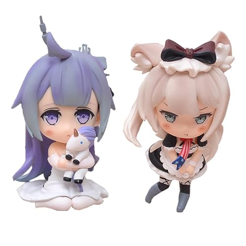 Qiancc 2Pcs Azur Lane Figuren Hammann Figur Skulptur 10cm HMS Unicorn Cartoon Statue Anime Modellfigur Sammlerstücke Geschenke für Fans von Qiancc