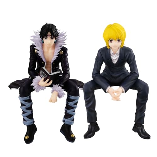 Qiancc 2Pcs Chrollo Lucilfer/Kurapika Figuren, Anime Noodle Stopper Figure, Sitzposition Modell Statue Kuchendekoration, Desktop Ornamnet,Sammlergeschenke für Fans von Qiancc