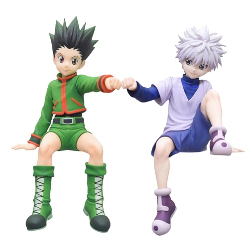 Qiancc 2Pcs Gon Freecss Nudelstopper Figur Anime Killua Zaoldyeck Statue Modell Kuchendekoration, Sitzposition Desktop Ornamnet,Sammlergeschenke für Fans von Qiancc