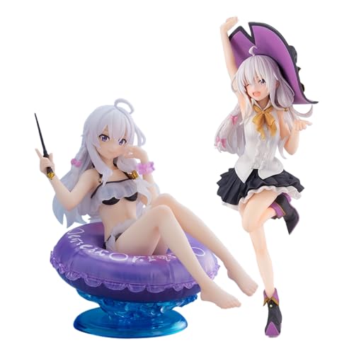 Qiancc 2Pcs Wandering Witch: The Journey of Elaina Figur Statue Sitzend und Stehend Pose Elaina Figuren Modell Dekorationen Desktop Ornament von Qiancc