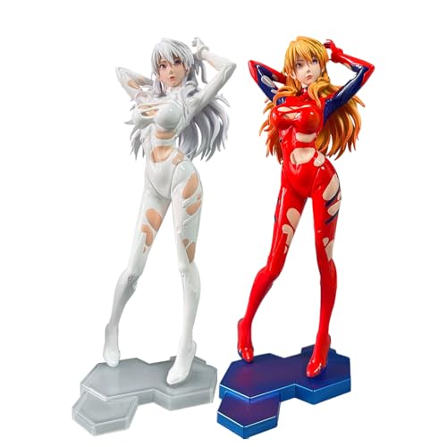 Qiancc 2Stücke Ayanami Rei Figur Groß Anime Statue 30cm Asuka Langley Soryu Actionfigur Modell PVC Skulptur Desktop Dekoration Peripheriegeschenke für Fans von Qiancc