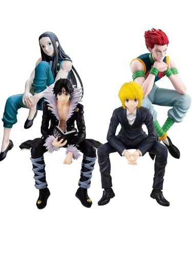 Qiancc 4Pcs Chrollo Lucilfe Nudelstopper Figuren Illumi Zaoldyck Sitzposition Modell Statue Kurapika und Hisoka Actionfiguren, Sammlerstück Desktop Ornamnet Geschenke für Anime Fans von Qiancc