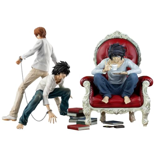 Qiancc 4Stücke Light Yagami Figur Statue Ryuk und L Anime Charakter Modell Sammlerstück Skulptur Desktop Ornament Collectible Gifts für Fans von Qiancc