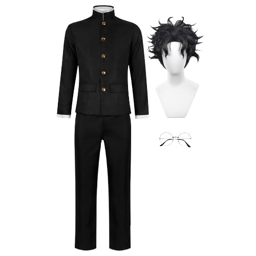 Qiancc Anime DAN DA DAN Cosplay Kostüm Takakura Ken Cosplay Uniform Komplettes Set Okarun Schuluniform mit Perücke und Brille Herren Halloween Party Outfits von Qiancc