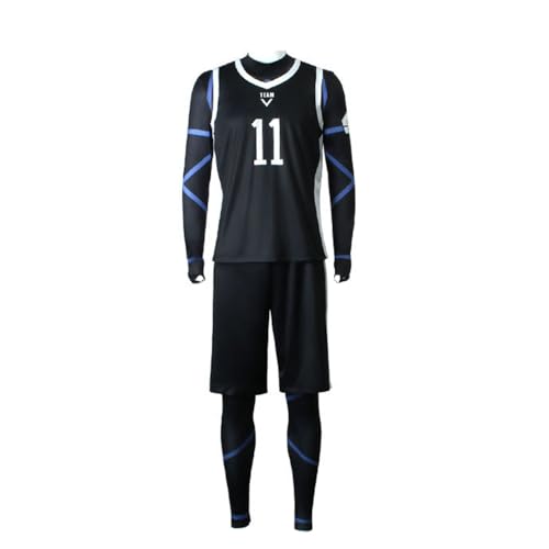 Qiancc Anime Jersey Blue Lock Cosplay Kostüm Seishiro Nagi/Reo Mikage/Michel Caesar Cosplay Fußballtrikots Trainingstrikots mit Perücke Kompletter Satz Sportbekleidung von Qiancc