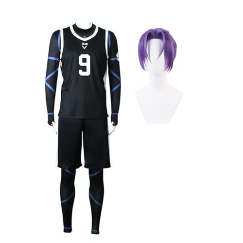 Qiancc Anime Jersey Blue Lock Cosplay Kostüm Seishiro Nagi/Reo Mikage/Michel Caesar Cosplay Fußballtrikots Trainingstrikots mit Perücke Kompletter Satz Sportbekleidung von Qiancc