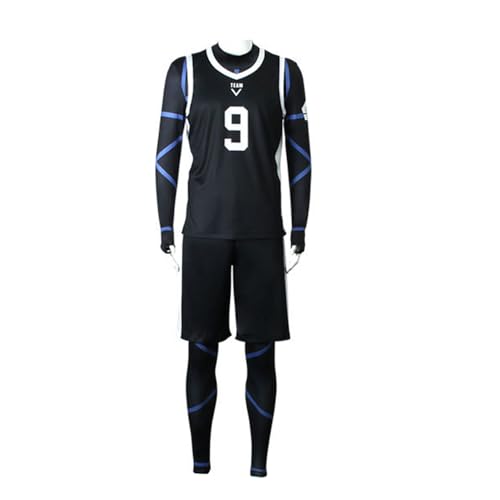 Qiancc Anime Jersey Blue Lock Cosplay Kostüm Seishiro Nagi/Reo Mikage/Michel Caesar Cosplay Fußballtrikots Trainingstrikots mit Perücke Kompletter Satz Sportbekleidung von Qiancc