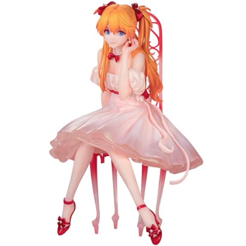 Qiancc Asuka Langley Soryu Figur Sammlung, 16cm Sitzende Anime Charakter Statuen mit Stuhl, PVC Modell Sammlerstücke, Desktop Dekoration von Qiancc