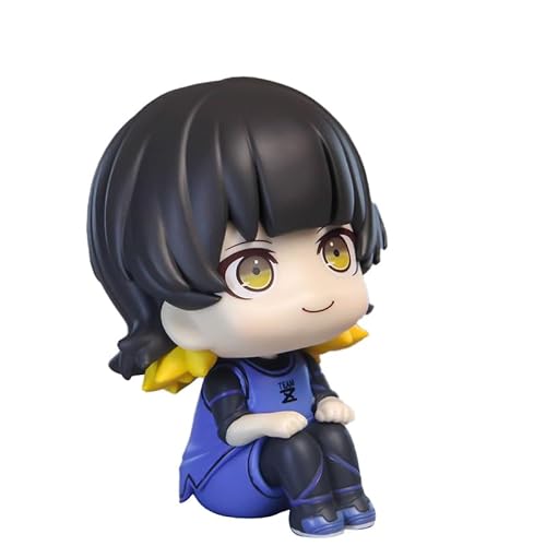 Qiancc Blue Lock Anime Look Up Figure Isagi Yoichi Sitzende Q-Version Actionfigur 10cm PVC Statue Modell Sammlung Desktop Ornamente von Qiancc