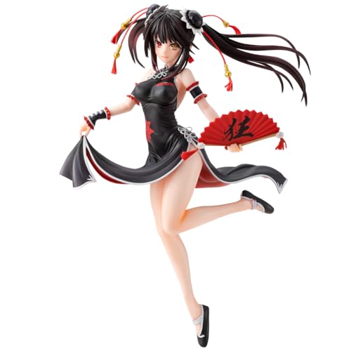 Qiancc Date A Live Figure Tokisaki Kurumi Figur Statue Anime Mädchen Figuren Kurumi Schwarzes Cheongsam Stil Modell Actionfigur 23cm Desktop Dekoration Sammlung von Qiancc