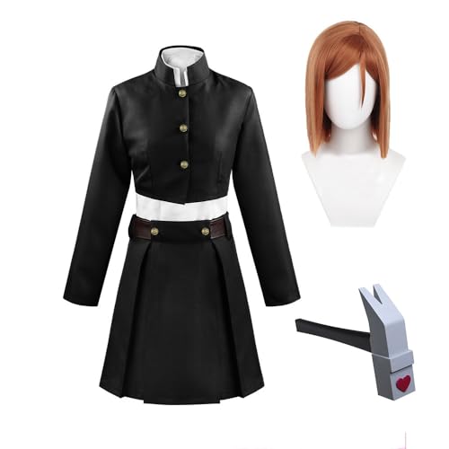 Qiancc Nobara Kugisaki Cosplay Kostüm Anime Uniform Clothes Nobara Hammer Perücke Anzug Halloween Kostüm Damen Rock Shirt Set Karneval Party Outfits von Qiancc