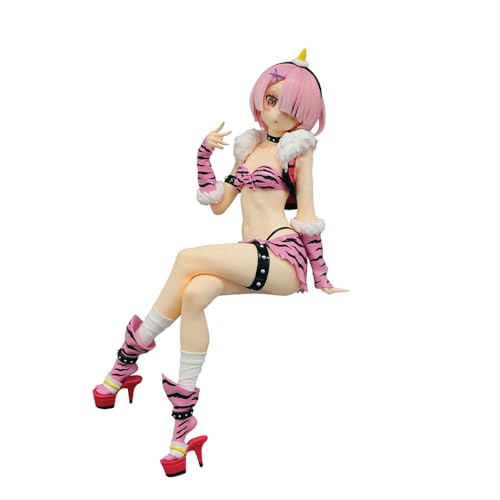 Qiancc Rem und Ram Figur Statue Anime Nudelstopper Figuren Remu Sitzende Haltung Modell Desktop Dekoration Sammlerstücke für Fans von Qiancc